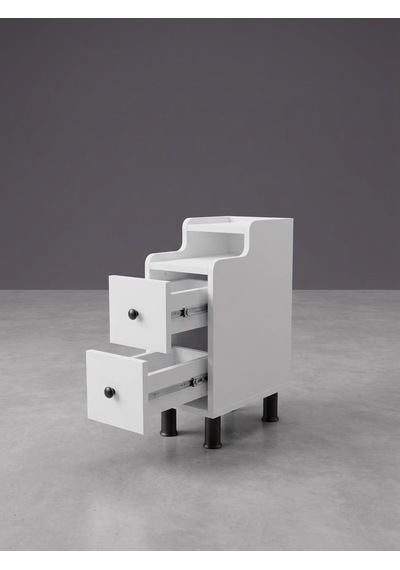 Çok Amaçlı Modern Yan Sehpa Organizer Yatak Odası Komodin 25cm Ahşap Görünümlü Ev Tamamlayıcı Beyaz - Siyah