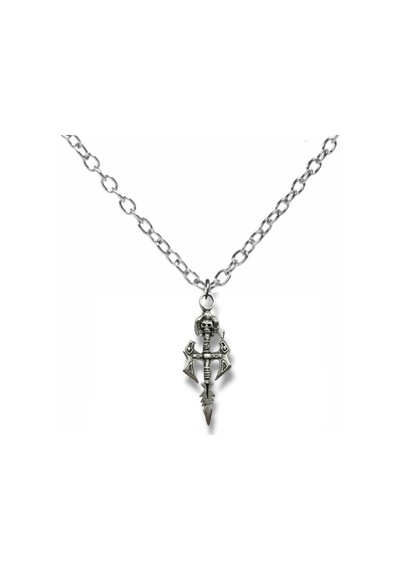 Kuru Kafa Figürlü Haç Zincir Kolye 60 Cm Zamak Kaplama Gotik Unisex Aksesuar Çok renkli