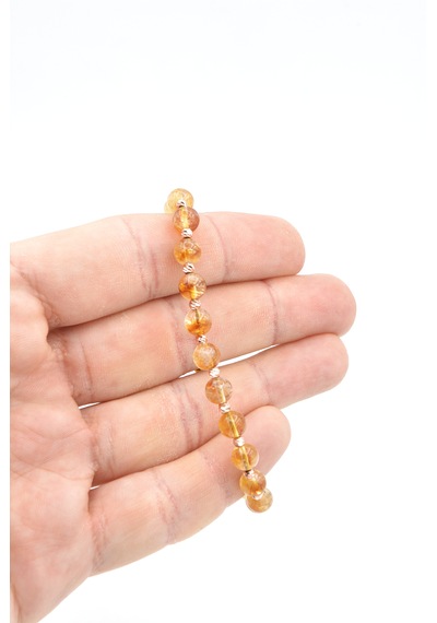 Murty99 Makrome Model Hakiki Sitrin Taşı Bileklik 6 Mm Sarı