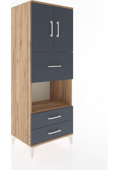 Hyperion Dolap 3 Raflı 3 Çekmeceli 2 Kapaklı 60x44x163 Çam-antrasit Atlas Çam