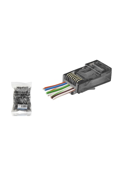100 Adet Cat6 Ez Rj45 Konnektör Siyah / Ekonomik Poşet Paket