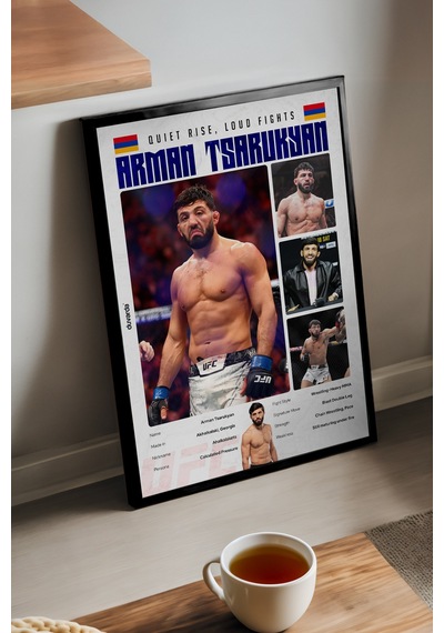 Arman Tsarukyan Ufc Siyah Ahşap Çerçeveli Poster, Dekoratif Dövüş Duvar Tablosu