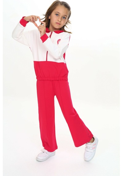 Toontoy Kids Toontoy Kız Çocuk Reglan Kol Kapüşonlu Gizli Cepli Eşofman Takım Koyu Fuşya
