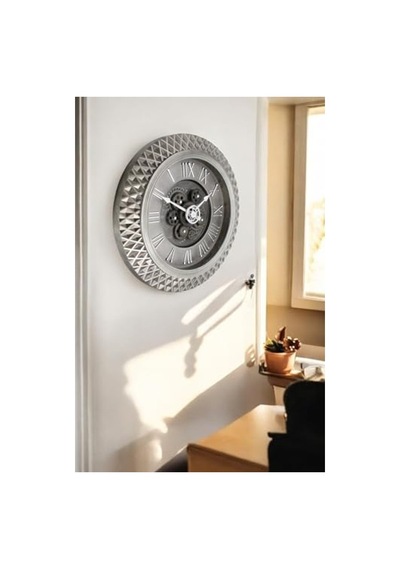 Antik Eski Tarzı Duvar Saati, 40 Cm Kadran Ve Kabartma Rakamlar 0240-keçe-şekilli-48cm