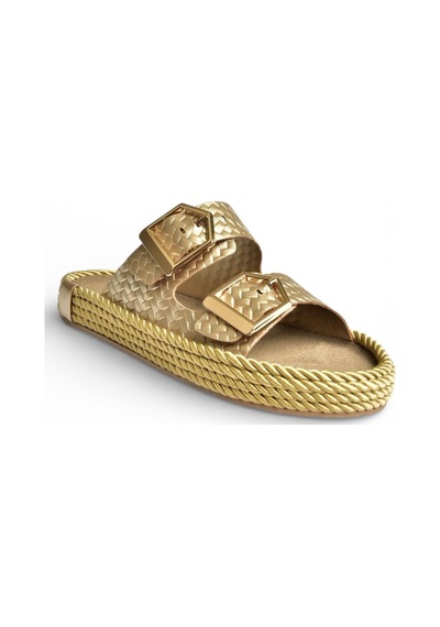 Fox Shoes U596030209 Altın Örgü Görünümlü Kadın Terlik Altın
