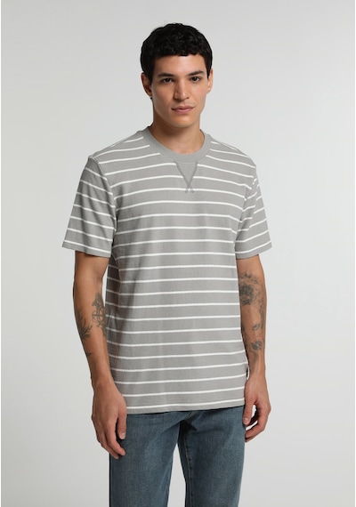 Colin's Colins Regular Fit Yuvarlak Yaka Çizgili Erkek Gri Kısa Kol Tişört Cl1080970 Q1.v1 Gra