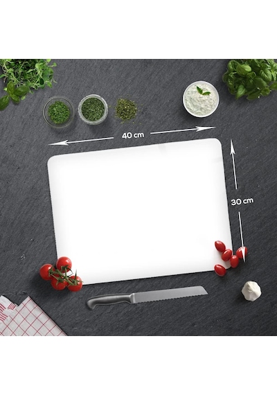 Ayrex Decorıta Düz Renk - Beyaz / Cam Kesme Tahtası 30cm X 40cm Diğer
