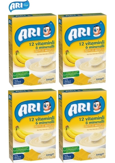 Arı Mama Pirinç Unu 200Gr Sütlü-Muzlu 12 Vitminli 6 Minarelli (4