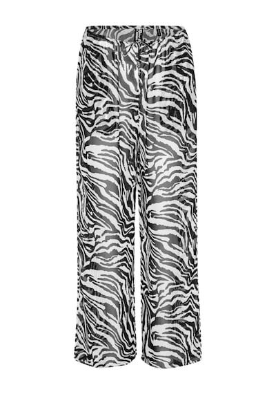 Rotate Zebra Desenli Düz Kesim Plaj Pantolonu Siyah