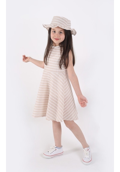 Aden Kids Kız Çocuk Çizgili Yazlık Elbise Ve Şapka Takımı 2'li - 4-12 Yaş Pembe, Mavi, Bej, Bordo Aden Kids Kız Çocuk Çizgili Yazlık Elbise Ve Şapka Takımı 2'li - 4-12 Yaş Pembe, Mavi, Bej, Bordo
