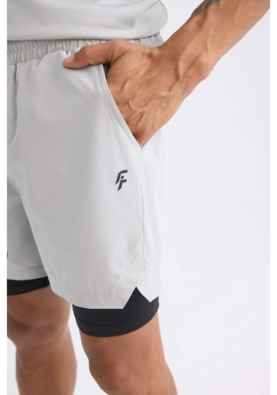 DeFactoFit Slim Fit Dar Kesim Fermuarlı Telefon Cepli Sporcu Taytlı Şort Z2147AZ25SPGR91