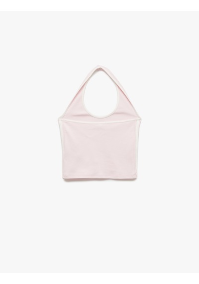 Koton Pamuklu Kolsuz Biyeli Slim Fit Pamuklu Halter Yaka Bluz Pembe 5sal30276ık Gül
