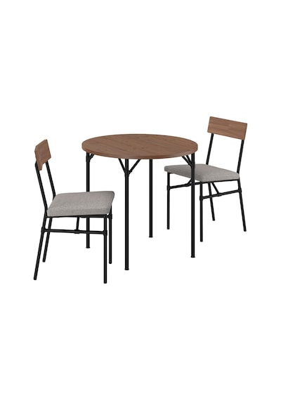 Mutfak Masası Takımı , Çam Kahverengi Vernikli-tibbleby Koyu Bej, 2 Sandalyeli, Sabit, 80 Cm