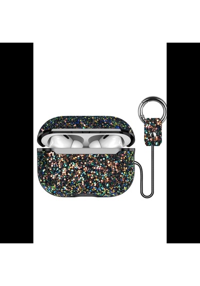 Onegif Apple Uyumlu AirPods 3 3.nesil Bright Simli AirPods Kapak - Siyah