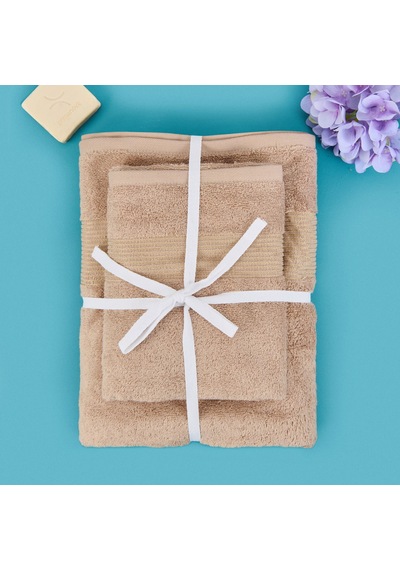 Soft Ella 2'li Hamam Seti - Bej - 50x70 Cm + 70x140 Cm Renkli
