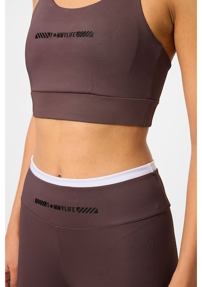 TOMMYLIFE Kahverengi Esnek Standart Fit Performans Kadın Tayt Takım - 95333