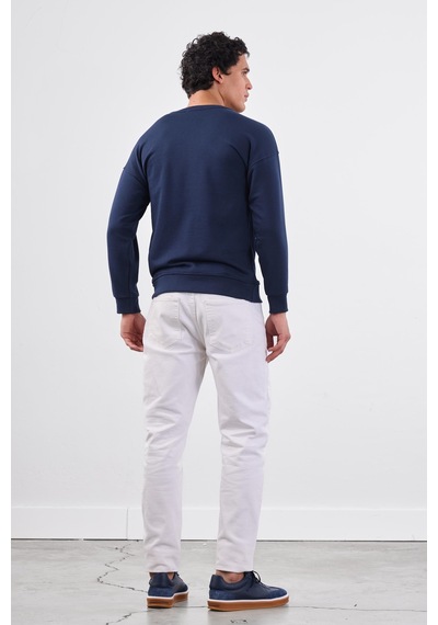 Dufy Lacivert Bisiklet Yaka Regular Fit Erkek Sweatshirt Lacivert