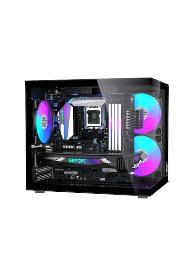 Gm-x1 Tuştan Değişmeli 3x Rgb Fanlı Gaming Mini Akvaryum M-atx Siyah Kasa