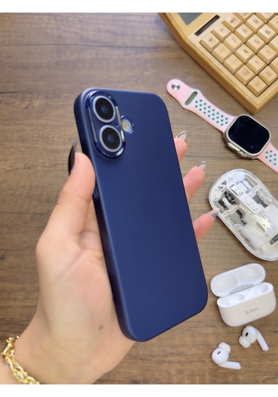 Apple iPhone 17 Uyumlu Süper İnce Mat Ultra Thin Silikon Kılıf Lacivert