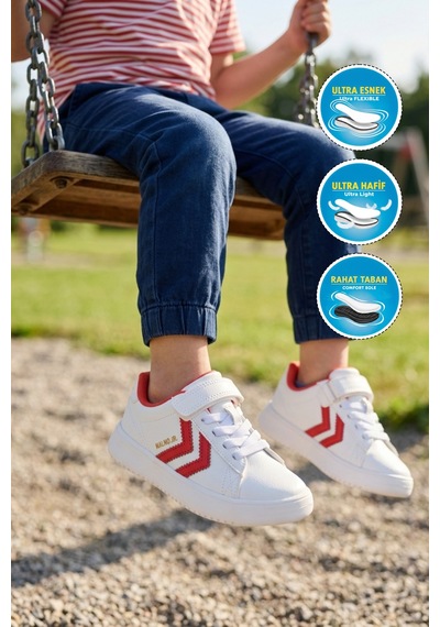 Hummel 900869 Hml Malmo Jr Beyaz-kırmızı Unisex Çocuk Spor Ayakkabı Beyaz - Kırmızı