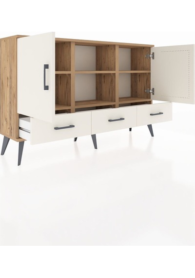 Arges Konsol 6 Raflı 3 Çekmeceli 3 Kapaklı 132x30x83 Çam-aytaşı/aytaşı Aytaşı/aytaşı