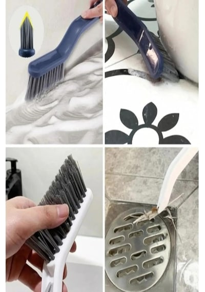 Cımbız Aparatlı Tuvalet Lavabo Araba Koltuk Köşe Kenar Oluk Temizlik Fırçası 28 Cm Beyaz - Çok Renkli