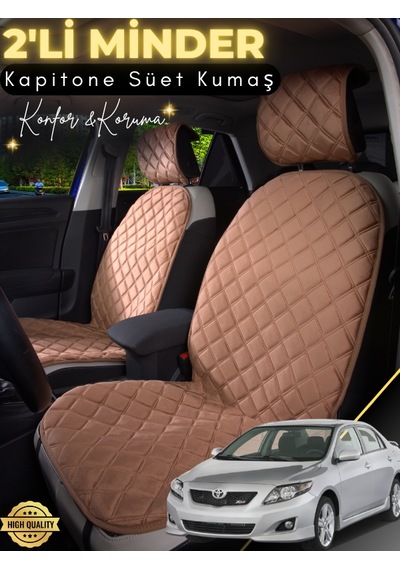 Toyota Corolla Uyumlu 2'li Süet Oto Koltuk Minderi Terletmez Universal Oto Aksesuar A1 Kahverengi