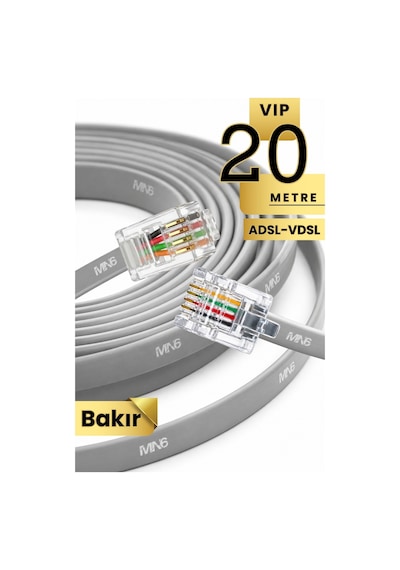 Mn6 Mn202f Telefon Hat Kablosu 20 Metre/bakır Tel-diş Mekan/kutu Modem Dsl Adsl Vdsl Kablosu/4'lü-flat 20 Metre