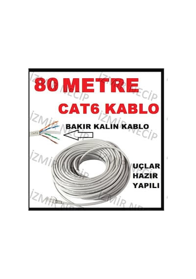 Ncpline 80 Metre 80 Mt 80M Internet Kablosu Cat6 Kalin Bakir Kablo