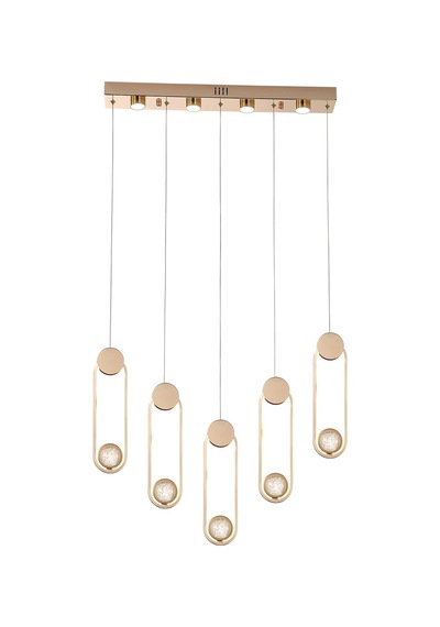 Beckett 5'li Sıralı Kristal Top Başlıklı Gold Led Sarkıt Avize Diğer