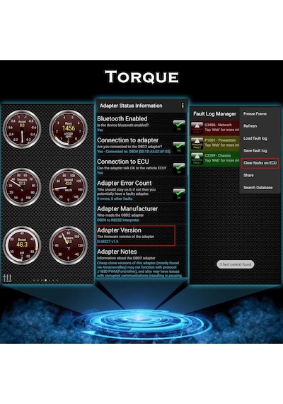 OBD2 Bluetooth Araç Arıza Tespit Cihazı  v1.5 pic18f25k80