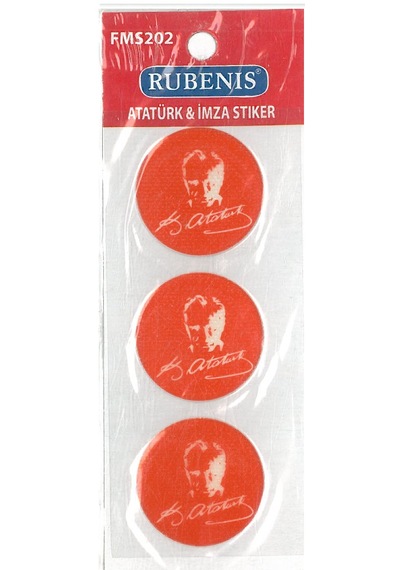 Rubenis Sticker Atatürk & Atatürk İmzası Figürlü 3'lü 1 Pak 3 Cm