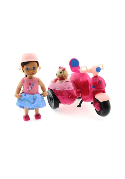 Cute Doll Mini Bebek Ve Köpekli Mor    Motorsiklet
