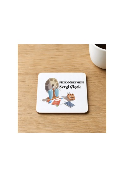 Kişiye Özel Fizik Öğretmeni Baskılı 9x9 Cm Kare Mdf Bardak Altlığı - Öğretmene Hediye Ahşap Çok Renkli