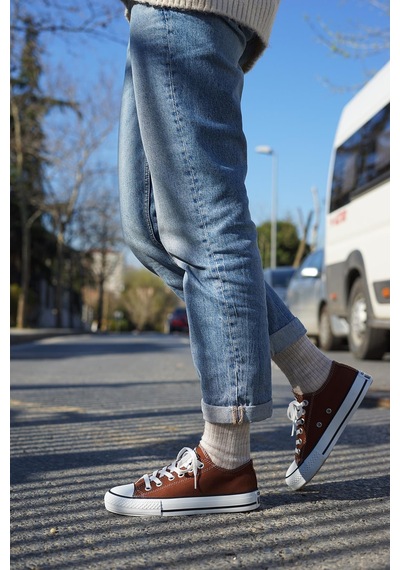 N Moda Unisex Keten Ayakkabı Spor Ayakkabı Günlük Sneakers Kısa Kahverengi