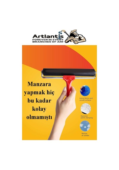 Kauçuk Baskı Merdanesi 10 Cm Metal 1 Adet Plastik Linol Merdanesi Silindir Rulo Merdane Vinil Baskı Yapıştırma