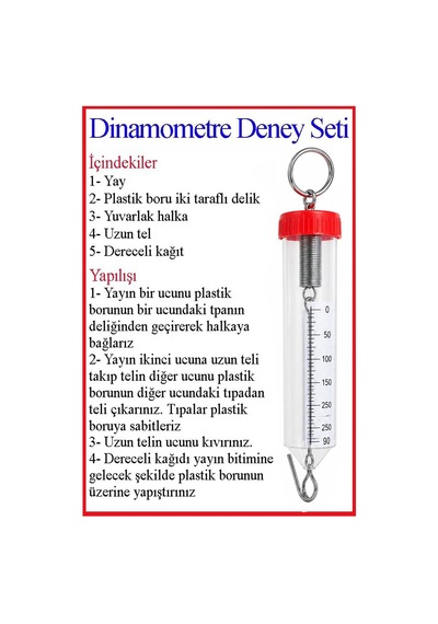 Dinamometre Deney Yapım Seti 1 Adet Deney Proje Tasarım Şırıngalı Basit Dinomometre Modeli Deney Malzemesi Okul Sınıf Çok Renkli