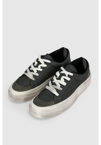 Lufian 111230259 Allan Sneaker Erkek Deri Ayakkabı Haki