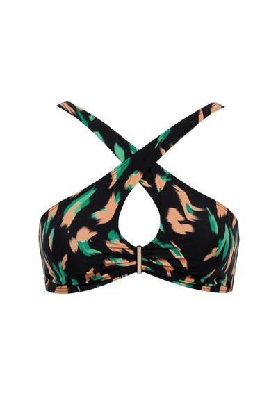 Aubade Feline Energy Bralet Bikini Üstü, Damla Dekolteli, Altın Detaylı Büstiyer Siyah