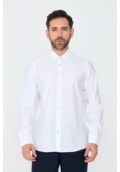 White Stone Beyaz Dynamic Fit Erkek Uzun Kollu Gömlek