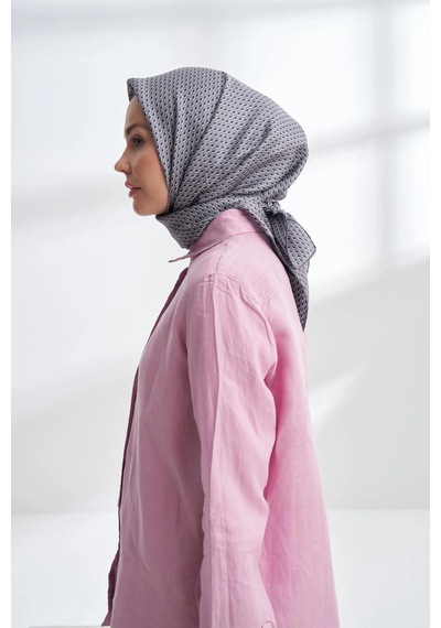 Armanda Noıre Desen Twill İpek Eşarp - 4303 - 90 X 90 / Füme - 134 Füme - 134