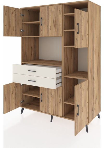 Kronos Dolap 9 Raflı 2 Çekmeceli 6 Kapaklı 132x59x195 Çam-çam... Çam