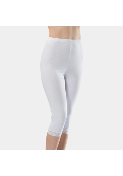Türen Kadın Dantelli Pamuklu Likralı Crop Boy Tayt 259/beyaz Çok Renkli