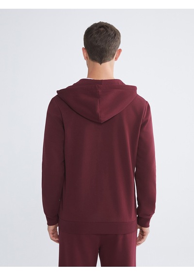 Lcwaıkıkı Classic Bordo Kapüşonlu Uzun Kollu Erkek Fermuarlı Sweatshirt