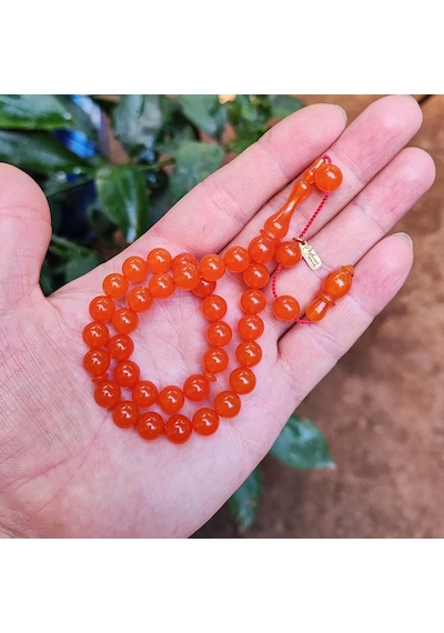 8 Mm Ayhan Turan Usta İşçilikli Turuncu Zar Kehribar Tesbih