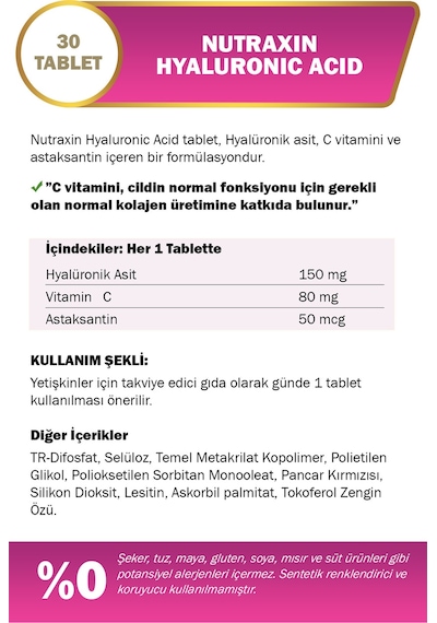 Nutraxin Beauty Hyaluronic Acid 30 Tablet