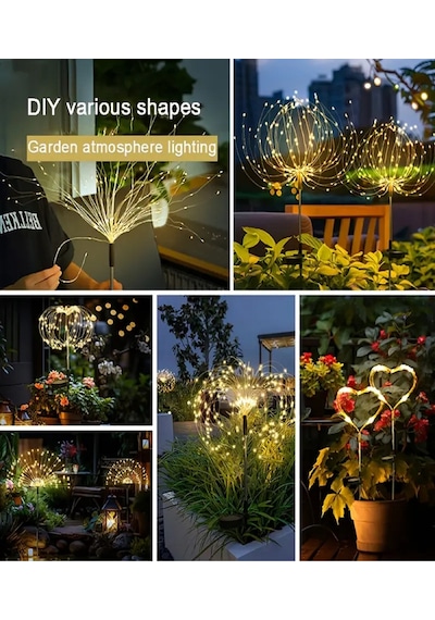2 Li 40 Tel 120 Led Güneş Enerjili 8 Mod Solar Animasyonlu Bahçe Balkon Parti Süsleme Peri Led Topu Gün Işığı