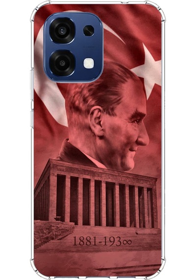 Oppo A6 Pro Uyumlu Atatürk Portresi Ve Anıtkabir Baskılı Silikon Kılıf Renkli