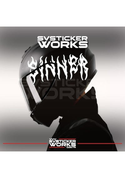Sinner Kask Sticker Tüm Kasklar Uyumlu Tek Yön 1 Adet Beyaz