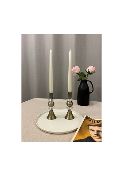 Gold Rengi Queen Crystal 2'li Şamdan&mumluk Seti Eskitme Gold - 830066825 Eskitme Gold